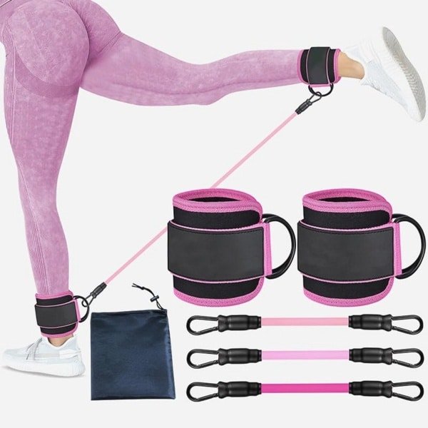 Fitnessbandenset voor krachttraining met D-vormige karabijnhaken - 3 weerstandsbanden voor thuis en gym