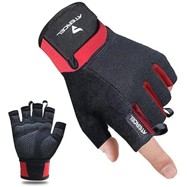 Fitnesshandschoenen voor crossfit, bodybuilding, wielrennen, gym en krachttraining - Unisex, Rood, L
