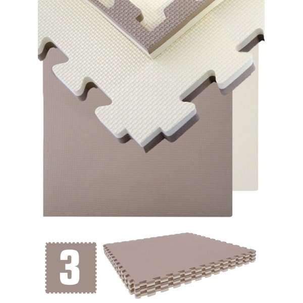 Fitnessmat 2,5 cm Dikte - Set 3 Tegels 90x90 cm EVA Schuim Kliksysteem - Vloerbescherming Thuisgym - Training Puzzelmat Schokabsorberend Comfort Krachttraining