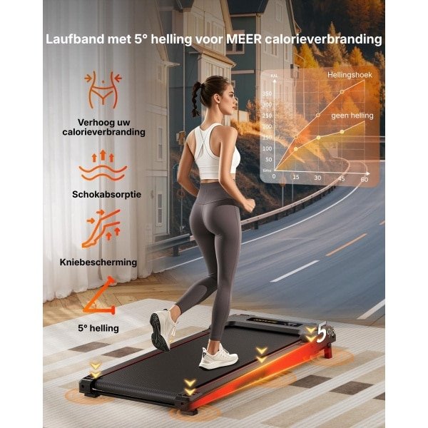 Florixa® Loopband Inklapbaar - Loopband Inklapbaar Met Helling - Loopband - Rood - 109cm x 50cm x 10cm