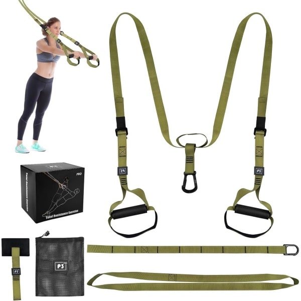 Full Body Fitness Trainingset met Deuranker - Instelbare Suspension Trainer voor Krachttraining Thuis en Buiten