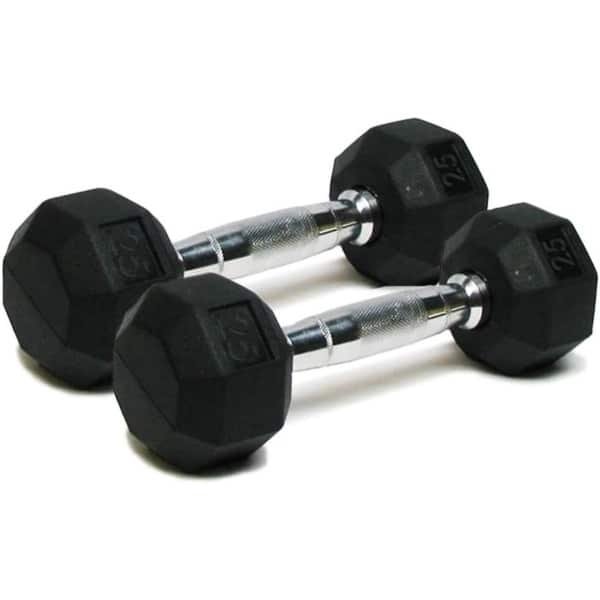 Gecoate Halters - Handgewichten Paar - Krachttraining Thuis - Rubberen Buitenkant - 113 kg - Zwart