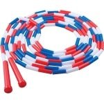 Gesegmenteerd Springtouw - Fitness Touw Cardio - Ritme Coördinatie Verbeteren - Traditionele Kunststof Segmenten - 46 m - Rood Wit Blauw