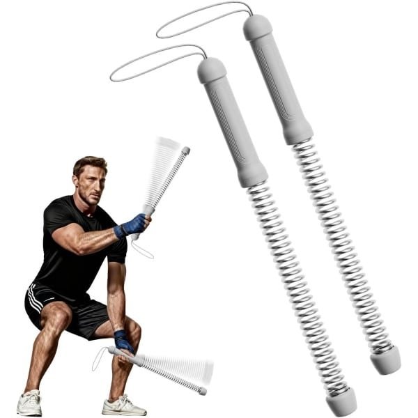 Gevechtstouwen Set - Trainingskabels Fitness - HIIT Cardio Training - Draadloos Vibratie Ontwerp - 2 Stuks - Grijs