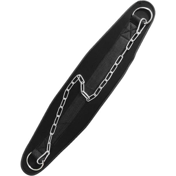 Gewichthef Riemen - Trainingsriem Heupbescherming - Krachttraining Ondersteuning - Dubbele Staalkettingen - 70 cm ketting - Zwart