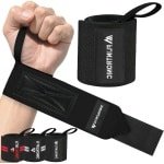 Gewichtheffen Polssteun, Elastische Katoenen Straps met Duwlus voor Krachttraining, Bodybuilding en Fitness - Zwart Wit