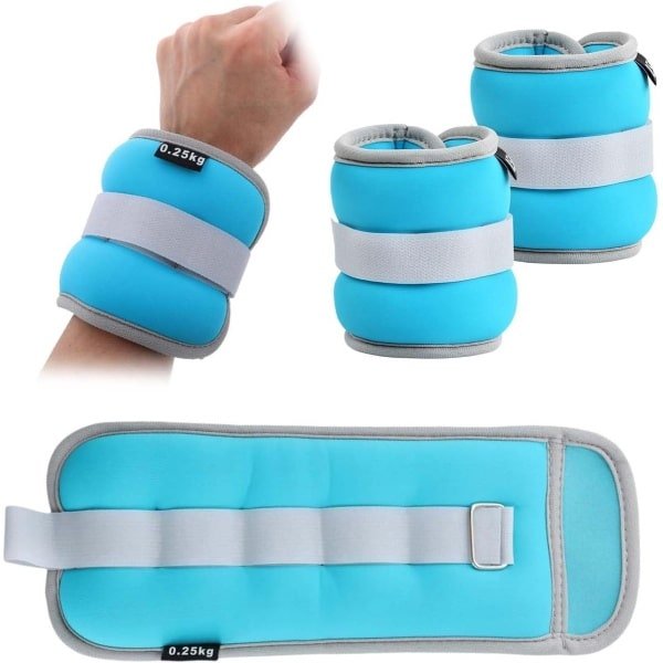 Gewichtsmanchetten Set - Hand Enkel Gewicht - Krachttraining Thuis - Segmented Design Stabiel - 0.5 kg Totaal - Blauw