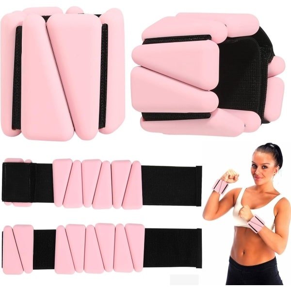 Gewichtsmanchetten, polsgewichten, enkelgewichten, set van 2, gewichten, draagbare gewichtsmanchetten voor benen en armen (1 lb/1 stuk), enkelgewichten voor pilates, yoga, cardio, roze