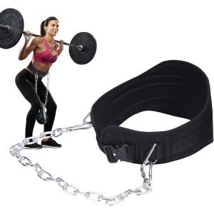 Gewichtsriem met Ketting - Dip Belt Krachttraining - Optrekken en Squatten - Schuifgesp Bevestigingssysteem - 102 cm - Zwart