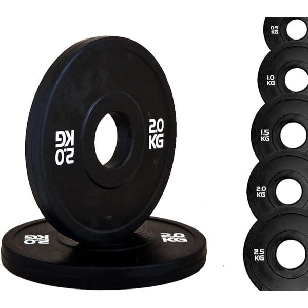 Gewichtsschijf Bumper Micro - Zwarte Halterschijf - Krachttraining Thuisgym - Olympisch Rubber - Ø 50 mm - Totaal Zwart