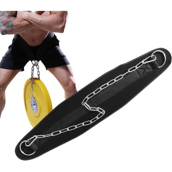 Gewogen Dipriem - Halterriem Ketting - Krachttraining Ondersteuning - Verstelbare Taillesteun - 72x18 cm
