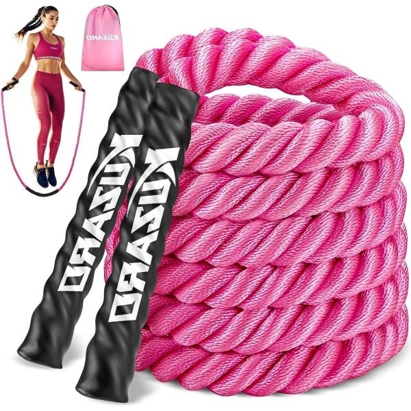 Gewogen Springtouw - Fitness Touw - Cardio Training - Antislip Handgrepen - 16 kg - Roze
