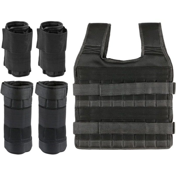 Gewogen Vest voor Vrouwen en Mannen - Verstelbaar tot 15 kg/35 kg - Inclusief 6 kg Beengewicht en 5 kg Armgewicht - Gewichtsvest voor Krachttraining en Gewichtsbelasting