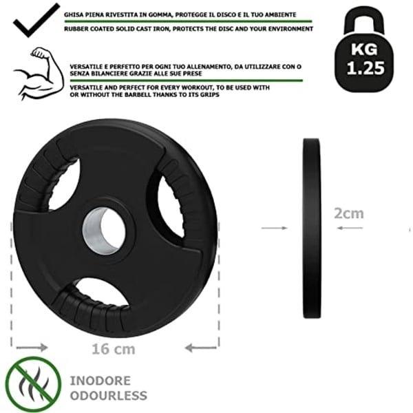 Gietijzeren Halterschijven voor Krachttraining - 50 mm, 1,25 tot 25 kg, Ideaal voor Thuisgym en Sportschool