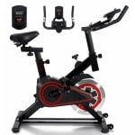 Glitzerlife - Hometrainer Spinningfiets Fitnessbike - inklapbaar verstelbaar stil magnetisch - cardio thuistrainer met monitor - comfortabel zadel - 91 cm - Zwart