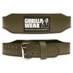 Gorilla Wear 4 Inch Leren Sportriem - Halterriem - Mannen - Krachttraining - Legergroen - L/XL