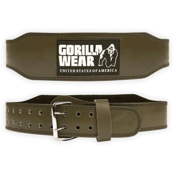 Gorilla Wear 4 Inch Leren Sportriem - Halterriem - Mannen - Krachttraining - Legergroen - L/XL
