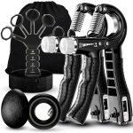 Grip Krachttrainer Set - Handversterker Vingeroefenaar - Spieropbouw Herstel - Instelbare Weerstand 10-60kg - 5 Delig Met Tas - Zwart