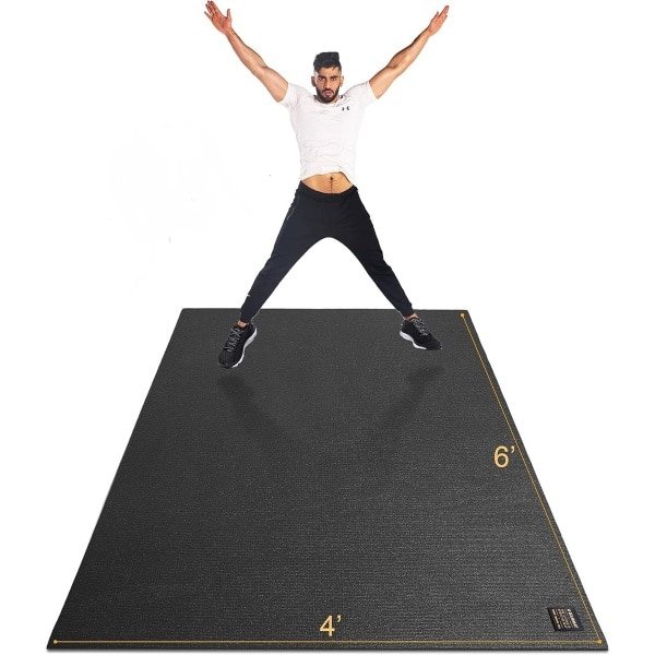 Grote Oefenmat - Fitnessmat Sportmat - Vloerbescherming Cardio - Extra Breed Antislip - 183x122x0.7 cm - Zwart