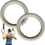 Gymnastiek Ringen - Fitness Hout - Krachttraining Lichaamsgewicht - Natuurlijk Materiaal - 19x19x2.5cm