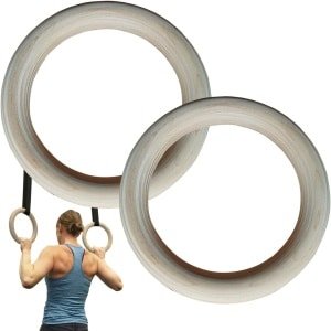 Gymnastiek Ringen - Fitness Hout - Krachttraining Lichaamsgewicht - Natuurlijk Materiaal - 19x19x2.5cm