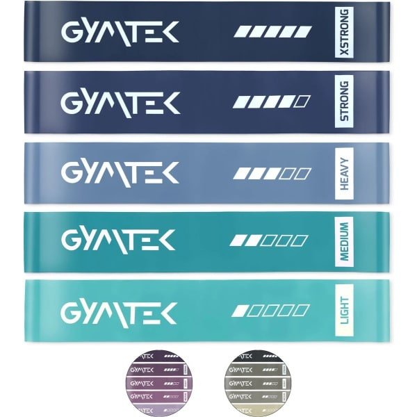 Gymtek® Fitness Weerstandsbanden Set - 5 stuks, 0,5-30 kg - Fitnessbanden, Weerstandsbanden, Gymnastiekbanden - Yoga, Pilates, Krachttraining, Fitness