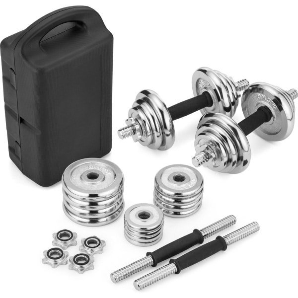Gymtek® Halterset 20kg met Koffer - 2x Haltergrepen - 4x 2,5kg, 4x 1,25kg, 4x 0,5kg - Halter set voor Krachttraining, Workout, Gym