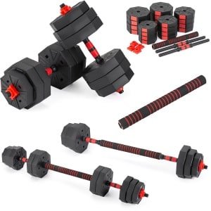 Gymtek® Verstelbare Halterset 40kg - 2x Haltergrepen + Halteraansluiting - 8x 3kg 4x 2,5kg 4x 1,25kg - Halter Set voor Krachttraining, Workout, Gym