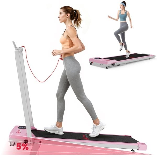 HOMEFITNESSCODE 3-in-1 opvouwbare loopband met 5% helling - Inklapbaar loopband Elektrisch met armleuningen - 1-6 km/u - 2,5 pk motor - afstandsbediening - LED-scherm - 120 kg draagvermogen - Geluid