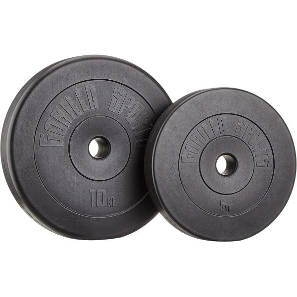 Halter Schijven - Gewichtsschijven Set - Krachttraining Thuis - Duurzame Vinyl Vulling - 30 kg Totaal - Zwart