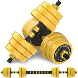 Halter met rubberen grip en gietijzeren gewichten voor krachttraining