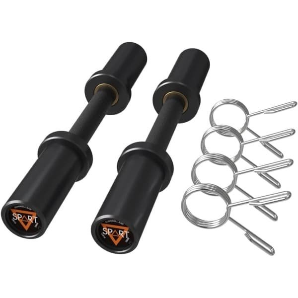 Haltergrepen Olympisch - Korte halterstangen - Krachttraining thuis - Gekartelde grip - 40 cm lengte - Zwart