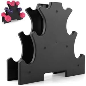 Halterrek - Klein Halterrek Voor Thuisgym - Uniek Rond Handvat Voor Draagcomfort - Roestvrij Zwart Gepoedercoat Staal - Compacte Vloerbesparende Oplossing - 1 Stuks - Ideaal Voor Thuisfitness En Krachttraining