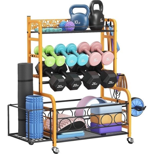 Halterrek voor krachttraining en fitnessaccessoires met wielen