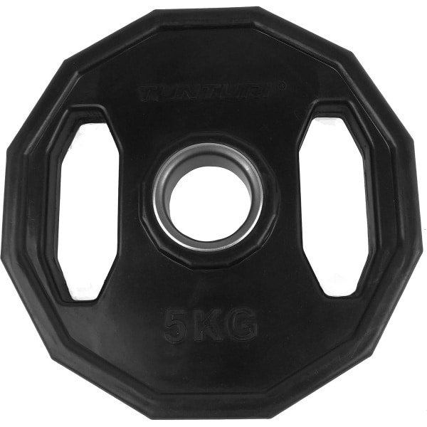 Halterschijf - Halter gewichten - Krachttraining thuis - Rubberen coating - 5 kg 50mm - Zwart