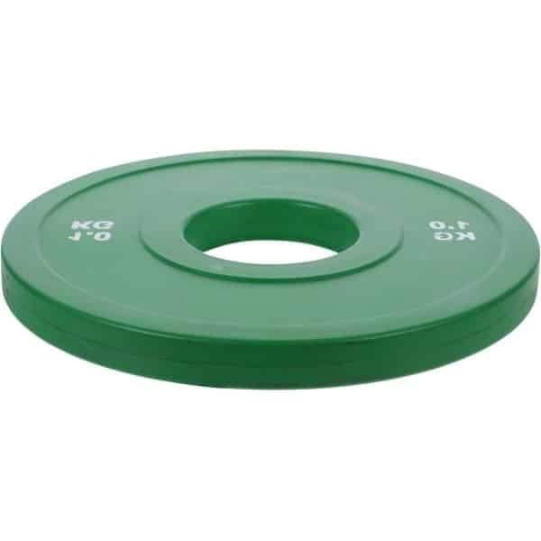 Halterschijf Rubber - Bumper plate Gewichtsschijf - Krachttraining Thuis - Geluidsreducerend - 1 kg - Lichtgroen