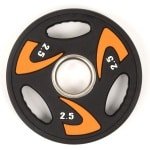 Halterschijf Rubber Gecoat - Gewichtsplaat Tri Grip - Krachttraining Thuis - Ergonomische Handgrepen - 25 kg - Zwart