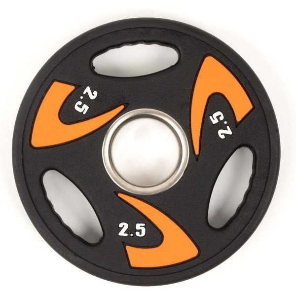 Halterschijf Rubber Gecoat - Gewichtsplaat Tri Grip - Krachttraining Thuis - Ergonomische Handgrepen - 25 kg - Zwart