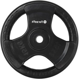 Halterschijf Rubber - Gewichtsplaat Fitness - Krachttraining Thuis - Rubberen Coating Dempend - 15 kg - Zwart