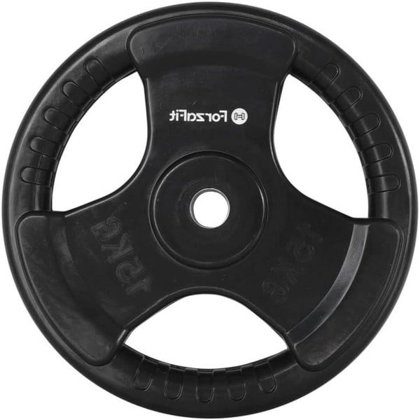 Halterschijf Rubber - Gewichtsplaat Fitness - Krachttraining Thuis - Rubberen Coating Dempend - 15 kg - Zwart