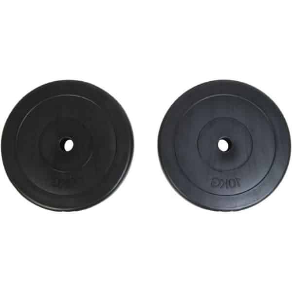 Halterschijven - Gewichtsplaten Haltergewicht - Thuis Krachttraining - Vloervriendelijke Kunststof - 2 x 10 kg - Zwart