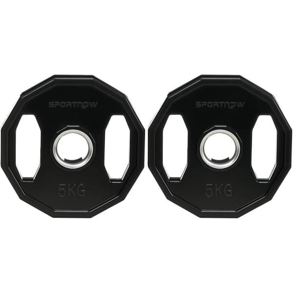 Halterschijven Set 10 kg - 5 cm Gaten - Rubberen Bumperplaten - Krachttraining - Gewichtheffen - Thuissportschool