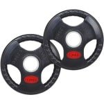 Halterschijven Set - Gietijzeren Gewichten - Krachttraining Thuis - Rubberen Tri Handgreep - 50 mm Opening - Zwart
