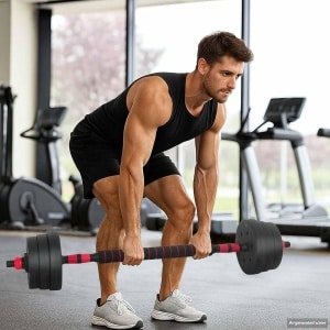 Halterset 4-in-1 - Fitness Gewichtenset - Krachttraining Thuis - Verstelbaar Gewicht - 121 cm Lengte - Zwart Rood