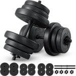 Halterset 40 kg - Krachttraining set - Thuis sporten - Antislip handgrepen - 18 onderdelen - Zwart