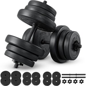 Halterset 40 kg - Krachttraining set - Thuis sporten - Antislip handgrepen - 18 onderdelen - Zwart