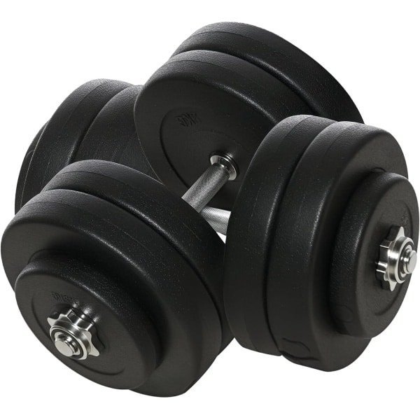 Halterset 50 kg - Korte Halters - Krachttraining Thuis - Verstelbaar Gewicht - 2x 245 cm stang - Zwart
