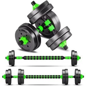 Halterset Gewichten verstelbare dumbbell set 10kg, 3 in 1 halter met barbell-link voor dames en heren, fitness vrije gewicht lange halters krachttraining thuis/home gym training