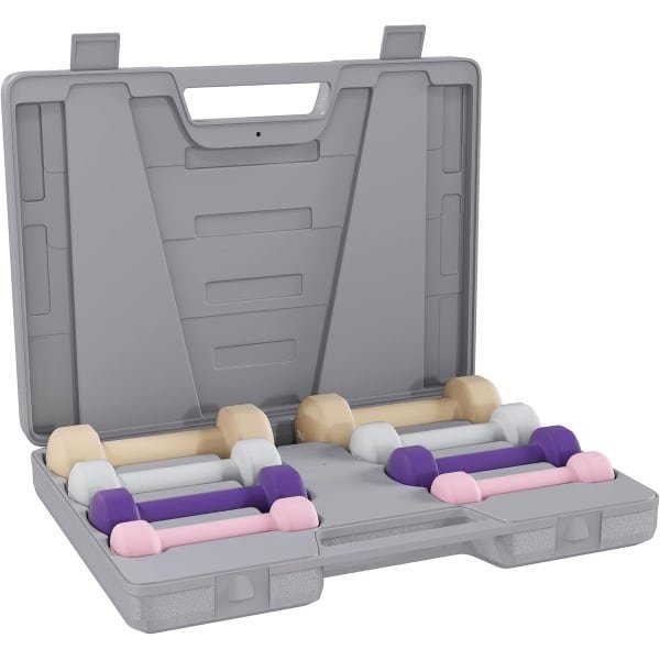 Halterset Gietijzer - Fitness Gewichtjes - Krachttraining Thuis - Hexagon Vorm Rolt Niet - Tot 2kg Per Stuk - Vrolijke Kleuren