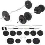 Halterset Krachttraining - Gewichten Set - Full Body Workout - Verstelbaar Gewicht - 30 kg Totaal - Zwart